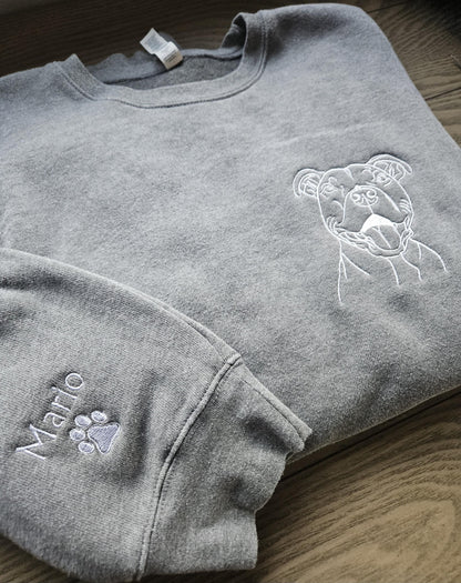 Custom Embroidered Pet Line Art Crewneck Sweatshirt