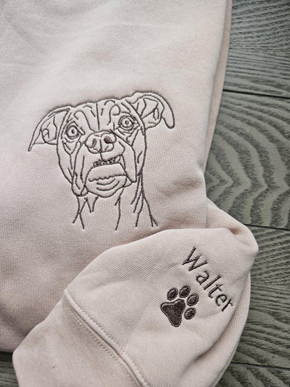 Custom Embroidered Pet Line Art Crewneck Sweatshirt