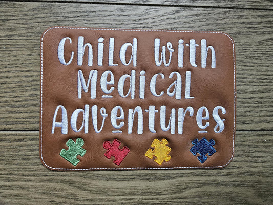 Embroidered Faux Leather Marine Vinyl Stroller Wagon Patch Child with Medical Adventures