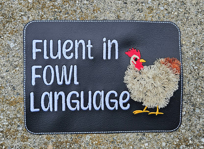 Embroidered Faux Leather Marine Vinyl Stroller Wagon Patch Fluent in Fowl Language