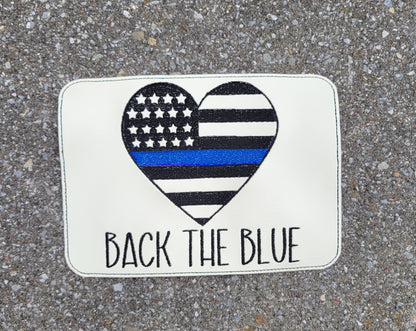 Embroidered Faux Leather Marine Vinyl Stroller Wagon Patch Heart Flag Thin Blue Line Back the Blue