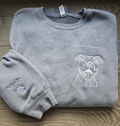 Custom Embroidered Pet Line Art Crewneck Sweatshirt