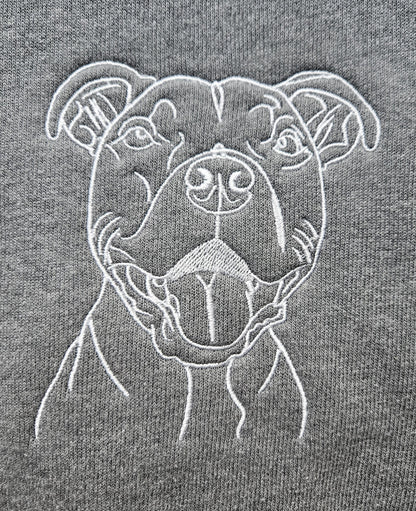 Custom Embroidered Pet Line Art Crewneck Sweatshirt