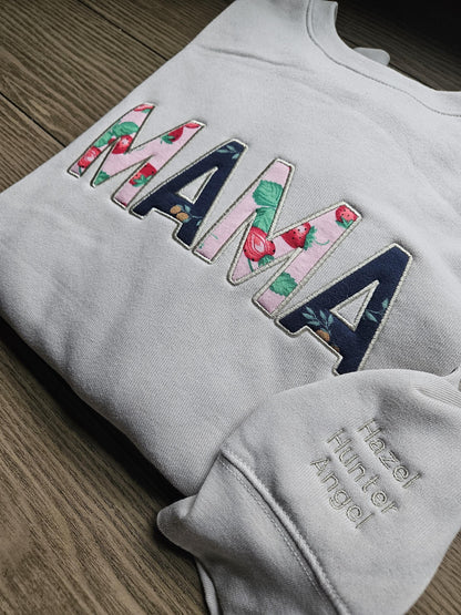 Embroidered Mama Onesie Applique Keepsake Sweatshirt Crewneck