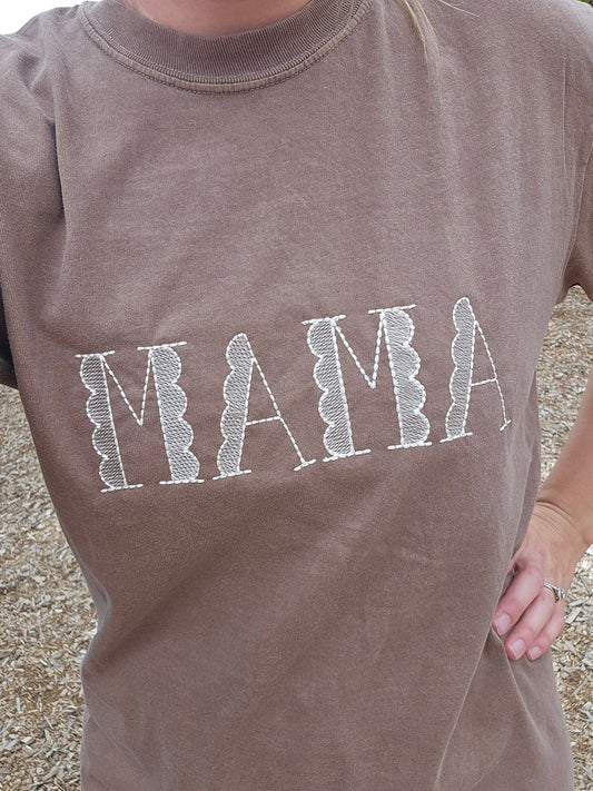 Embroidered Scalloped Mama Tshirt