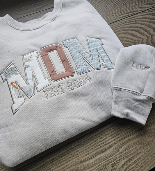 Embroidered Mama Onesie Applique Keepsake Sweatshirt Crewneck