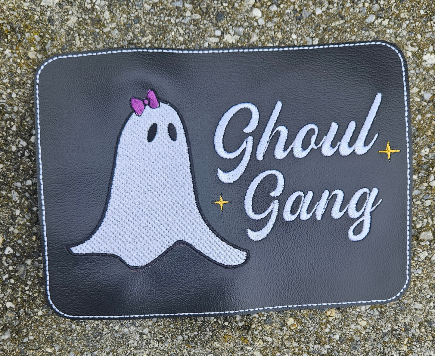 Embroidered Faux Leather Marine Vinyl Stroller Wagon Patch ghoul gang halloween