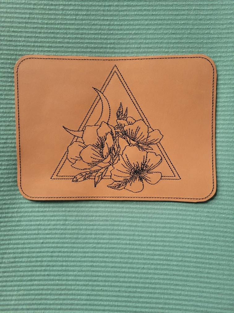 Embroidered Faux Leather Marine Vinyl Stroller Wagon Patch floral triangle