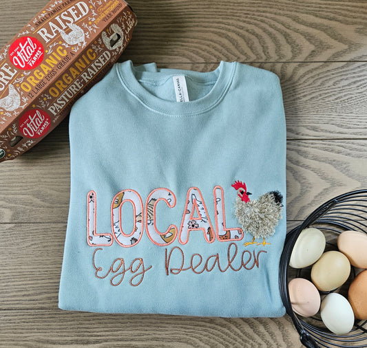 Local Egg Dealer Embroidered Crewneck Sweatshirt