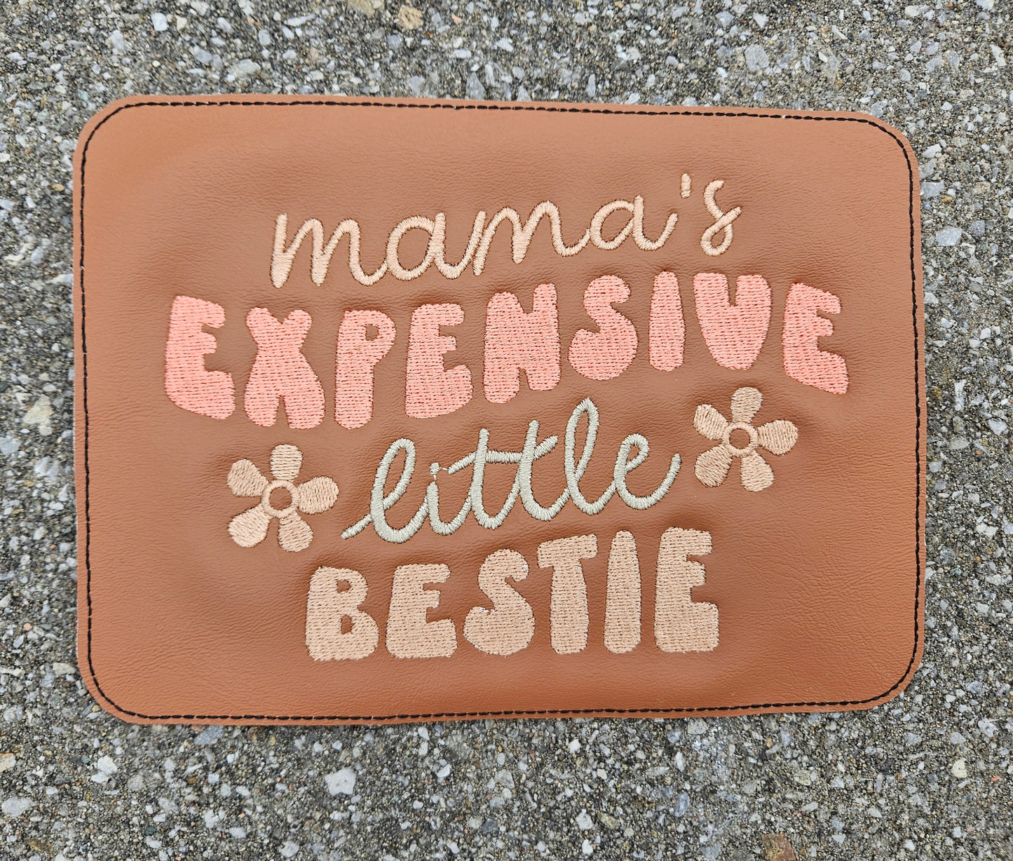 Embroidered Faux Leather Marine Vinyl Stroller Wagon Patch Mama's expensive little bestie(s)