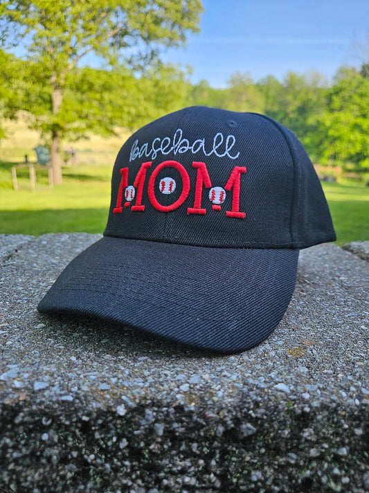 Baseball Mom Hat Customizable Puff Embroidery Cap