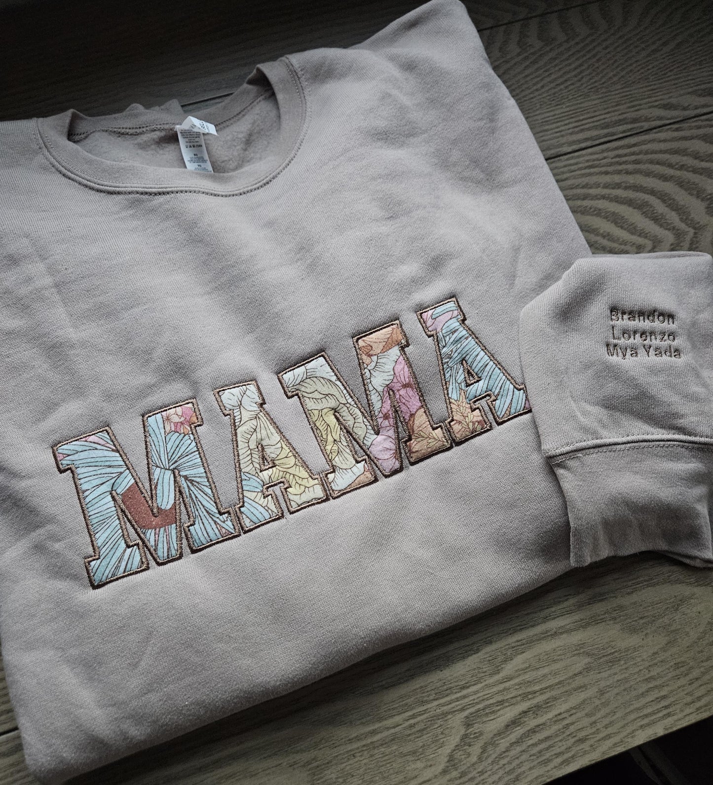 Embroidered Mama Onesie Applique Keepsake Sweatshirt Crewneck