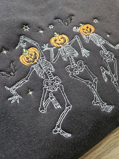 Glow In the Dark Halloween Dancing Skeleton Crewneck Sweatshirt