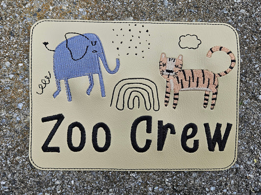 Embroidered Faux Leather Marine Vinyl Stroller Wagon Patch Zoo Crew