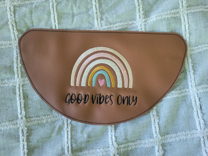 Embroidered Faux Leather Marine Vinyl Stroller Wagon Patch good vibes only