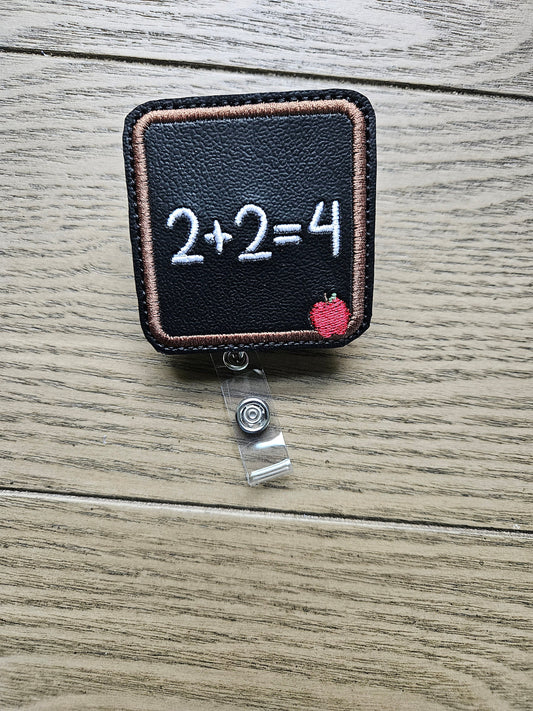 Teacher Chalkboard Feltie Badge Reel Buddy Embroidered Vinyl Teacher Gift