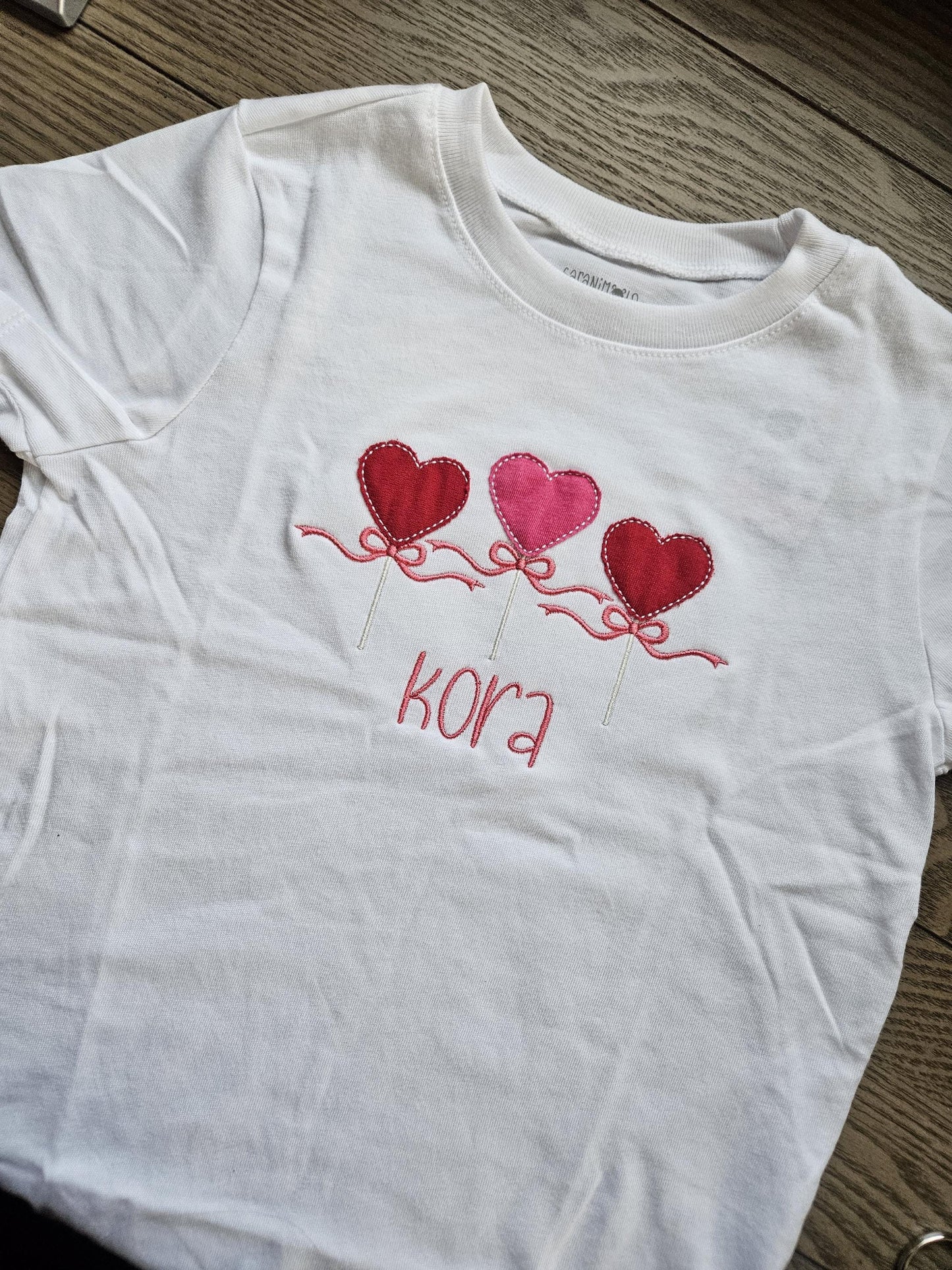 Valentines Day Lollipop Applique Personalized Name Embroidered TShirt