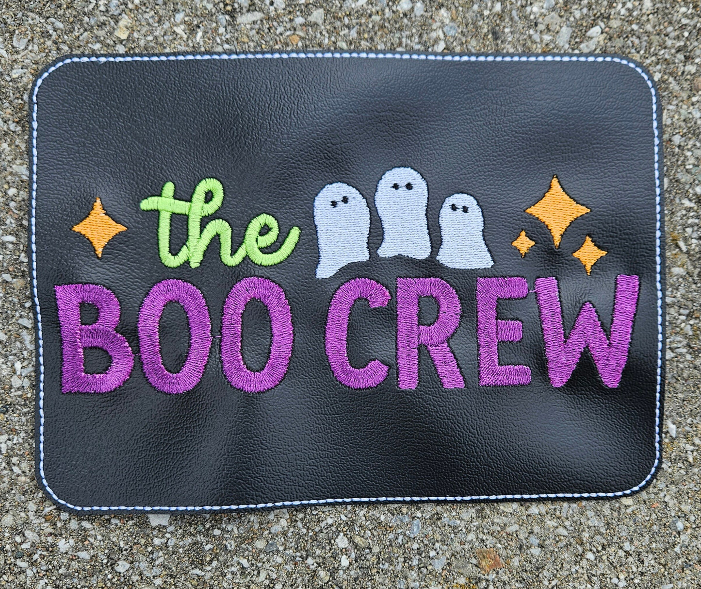 Embroidered Faux Leather Marine Vinyl Stroller Wagon Patch the boo crew halloween