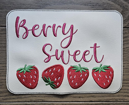 Embroidered Faux Leather Marine Vinyl Stroller Wagon Patch Berry Sweet