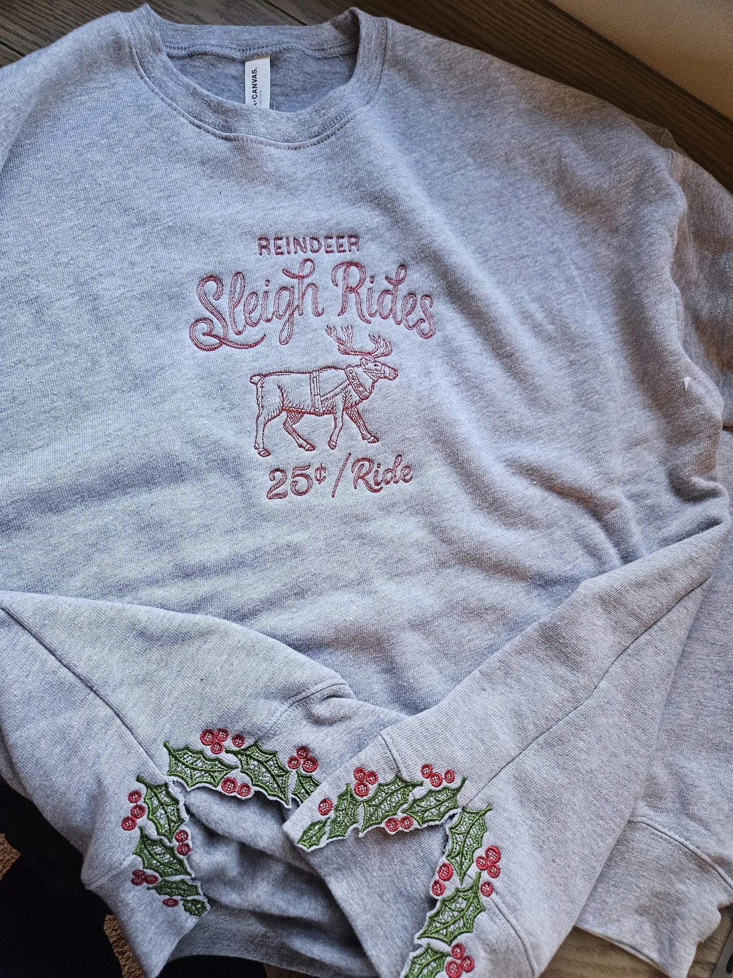 Reindeer Sleigh Rides Christmas side bow Crewneck Sweatshirt