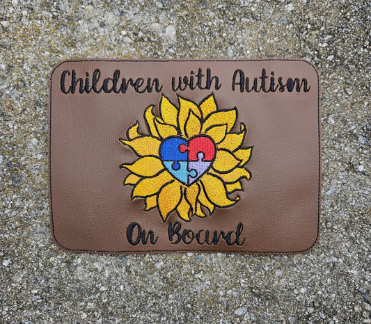 Embroidered Faux Leather Marine Vinyl Stroller Wagon Patch Autism Acceptance