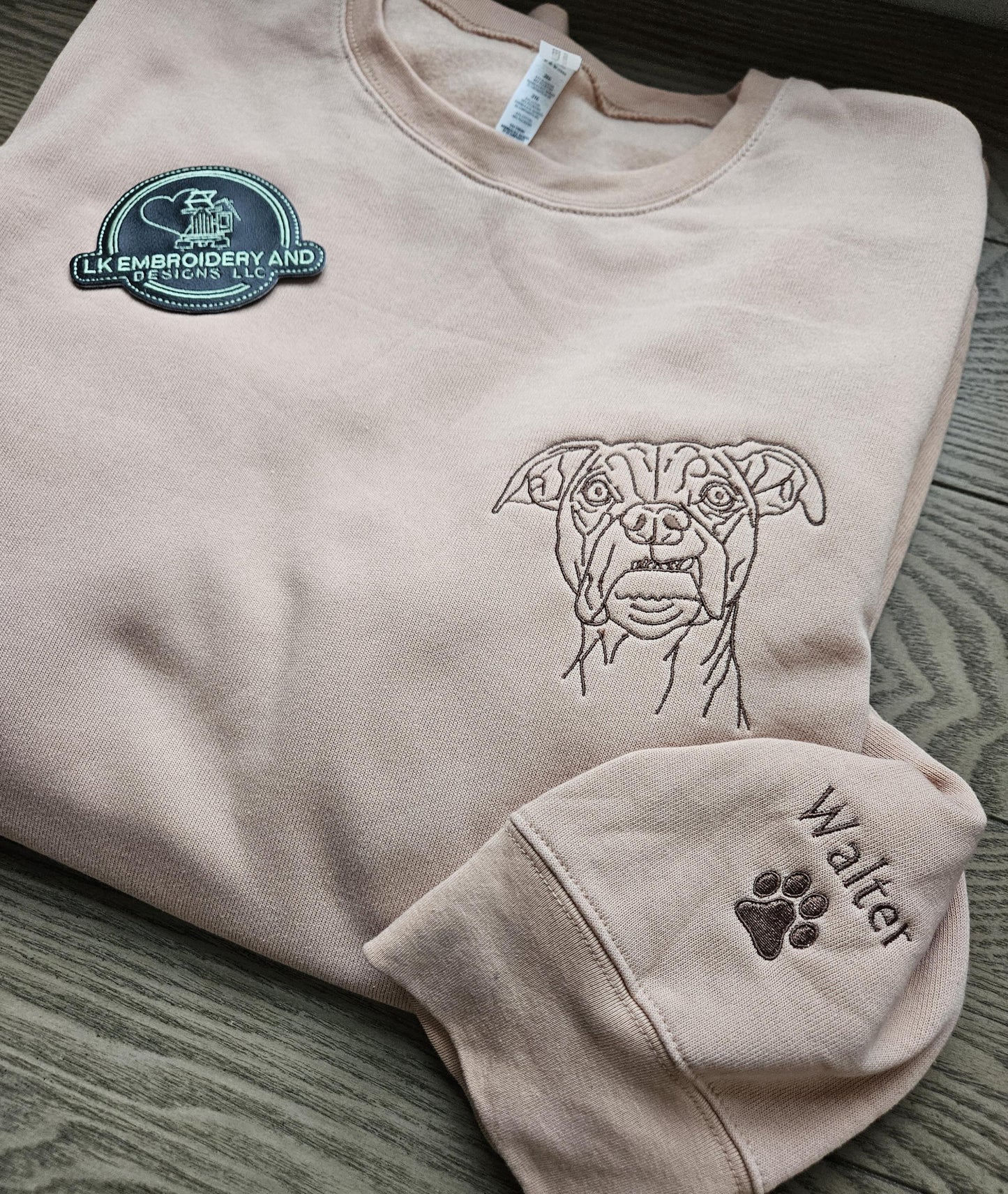 Custom Embroidered Pet Line Art Crewneck Sweatshirt