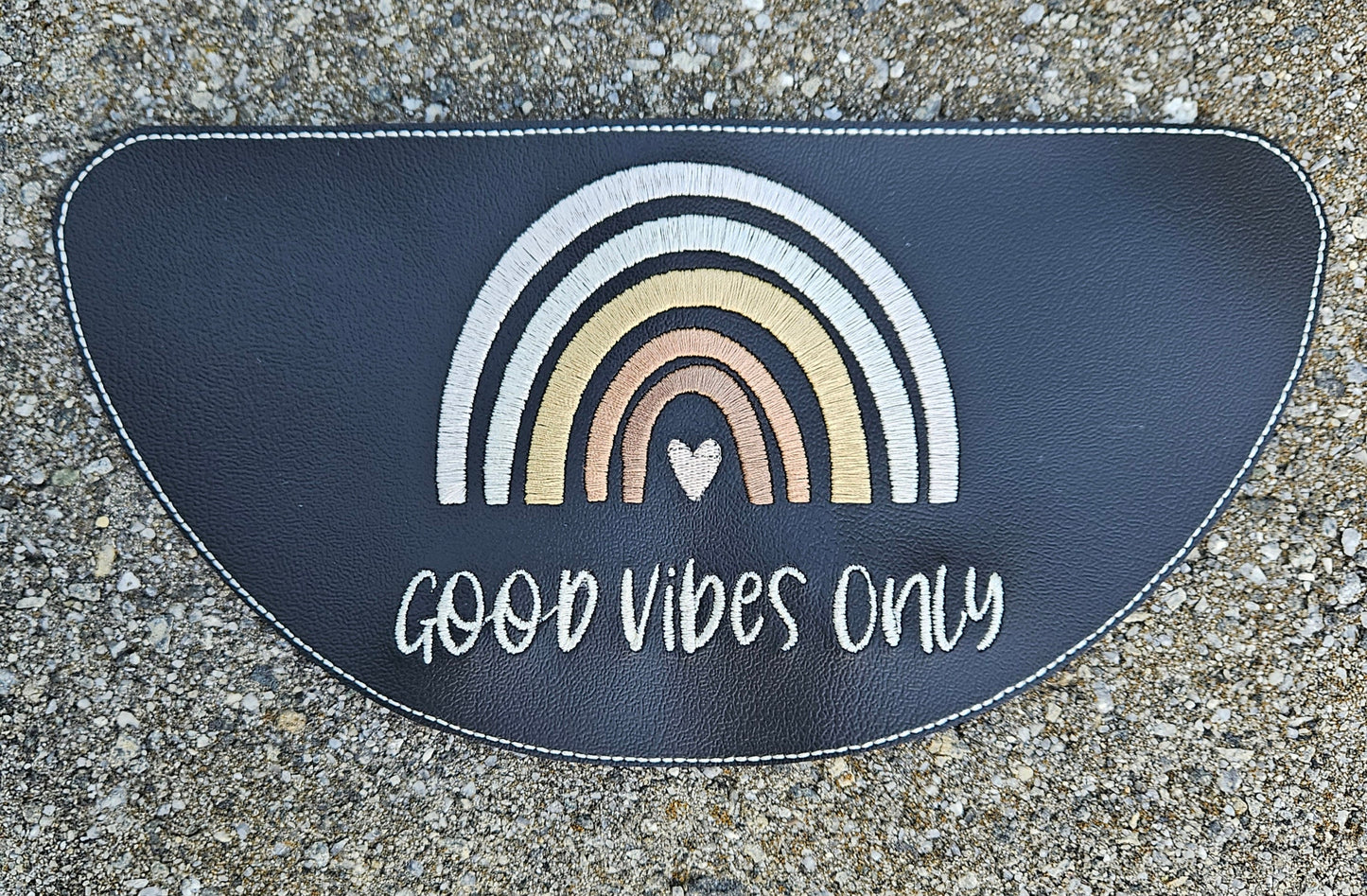 Embroidered Faux Leather Marine Vinyl Stroller Wagon Patch good vibes only