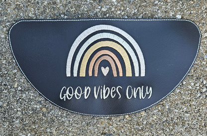 Embroidered Faux Leather Marine Vinyl Stroller Wagon Patch good vibes only