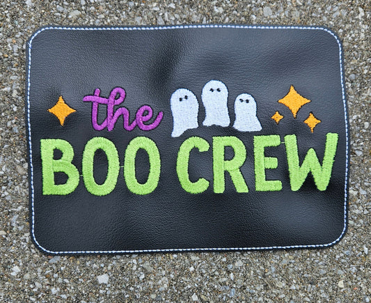 Embroidered Faux Leather Marine Vinyl Stroller Wagon Patch the boo crew halloween